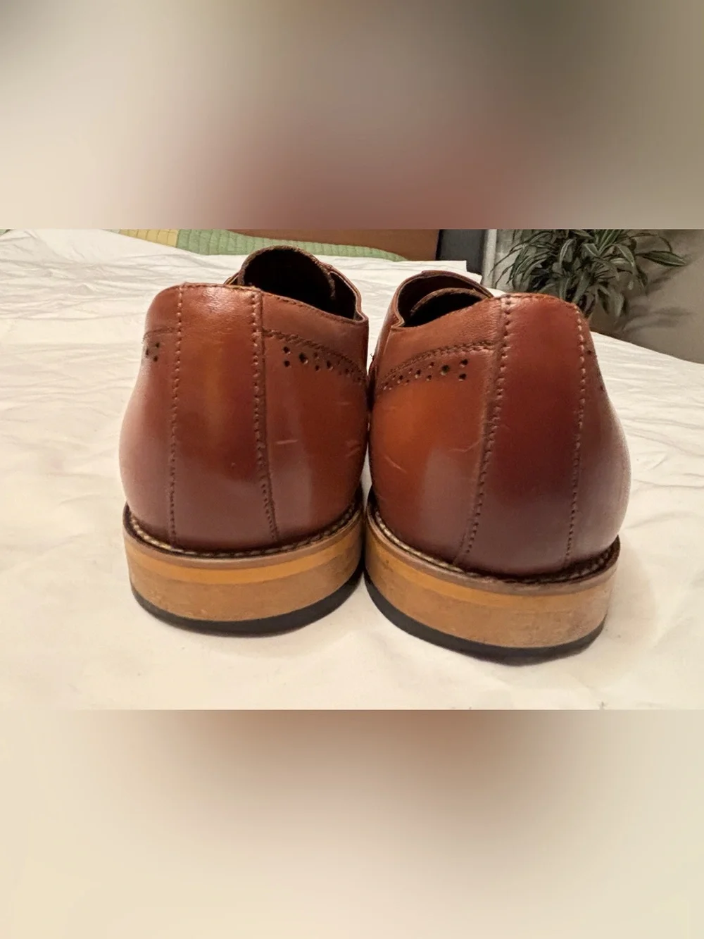 Stacy Adams Men’s 12 M Brown Leather Monk Strap Brogue Cap Toe Dress Shoes